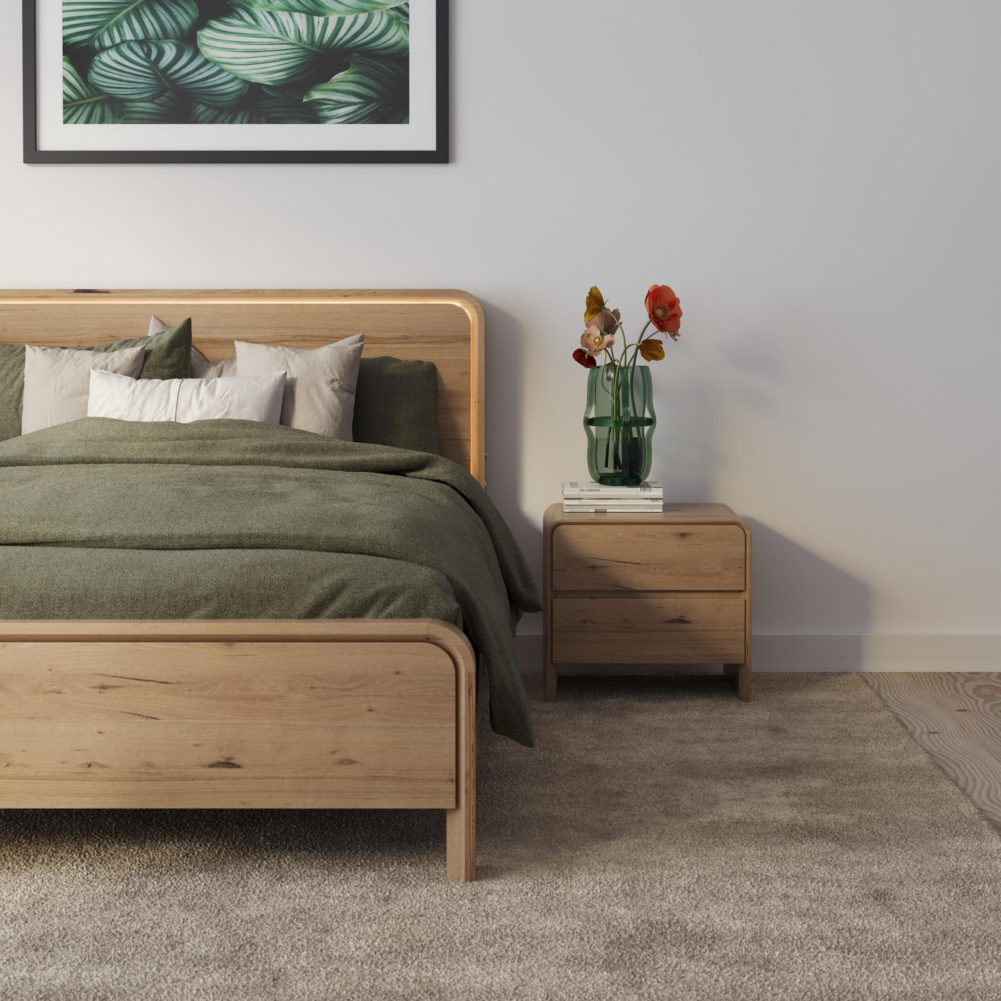 Lifestyle image of the  Lena Bed Frame, W/ Led Headboard, Natural from Forty Winks