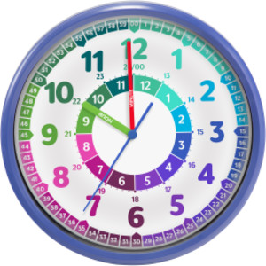 Timekeeper Wall Clock with Learning Features, Silent Sweep Dial, Glass, 10 in., Multi-Color