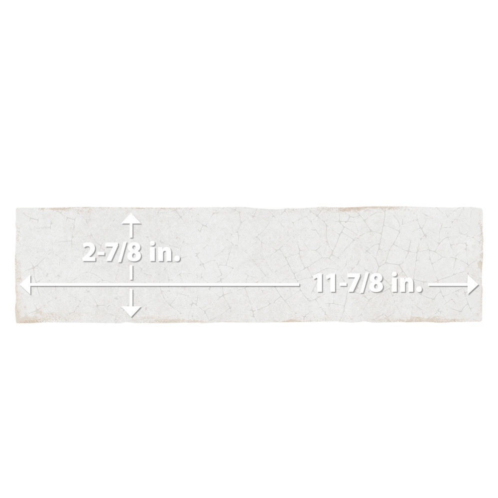 Crackle White 2-7/8 in. x 11-7/8 in. Ceramic Wall Tile