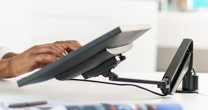 Find the perfect view for what you do with gas spring movement and flexible joints.