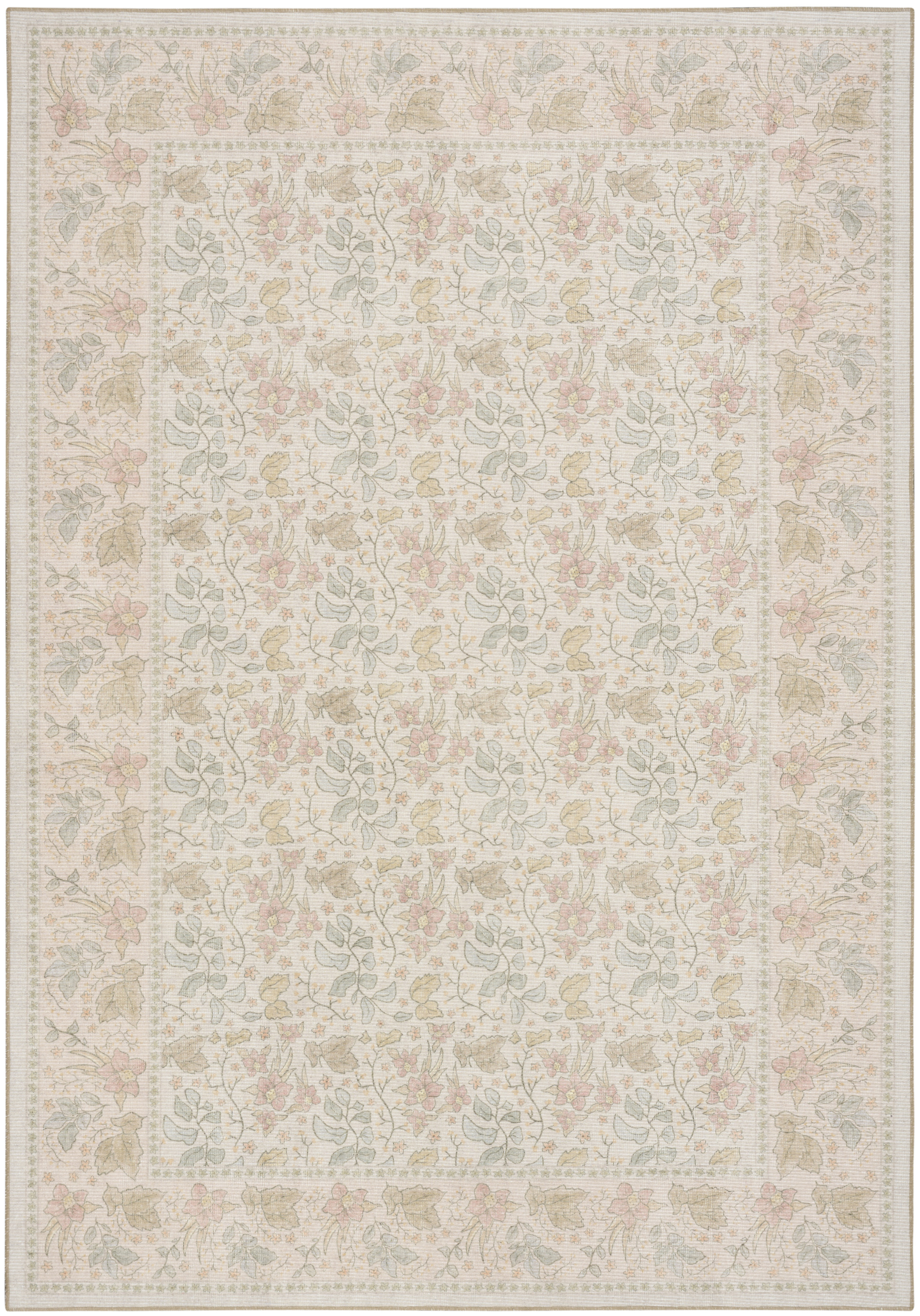 Nourison Botanical Washables 7'6" x 9'10" Beige Multicolor Farmhouse Indoor Rug