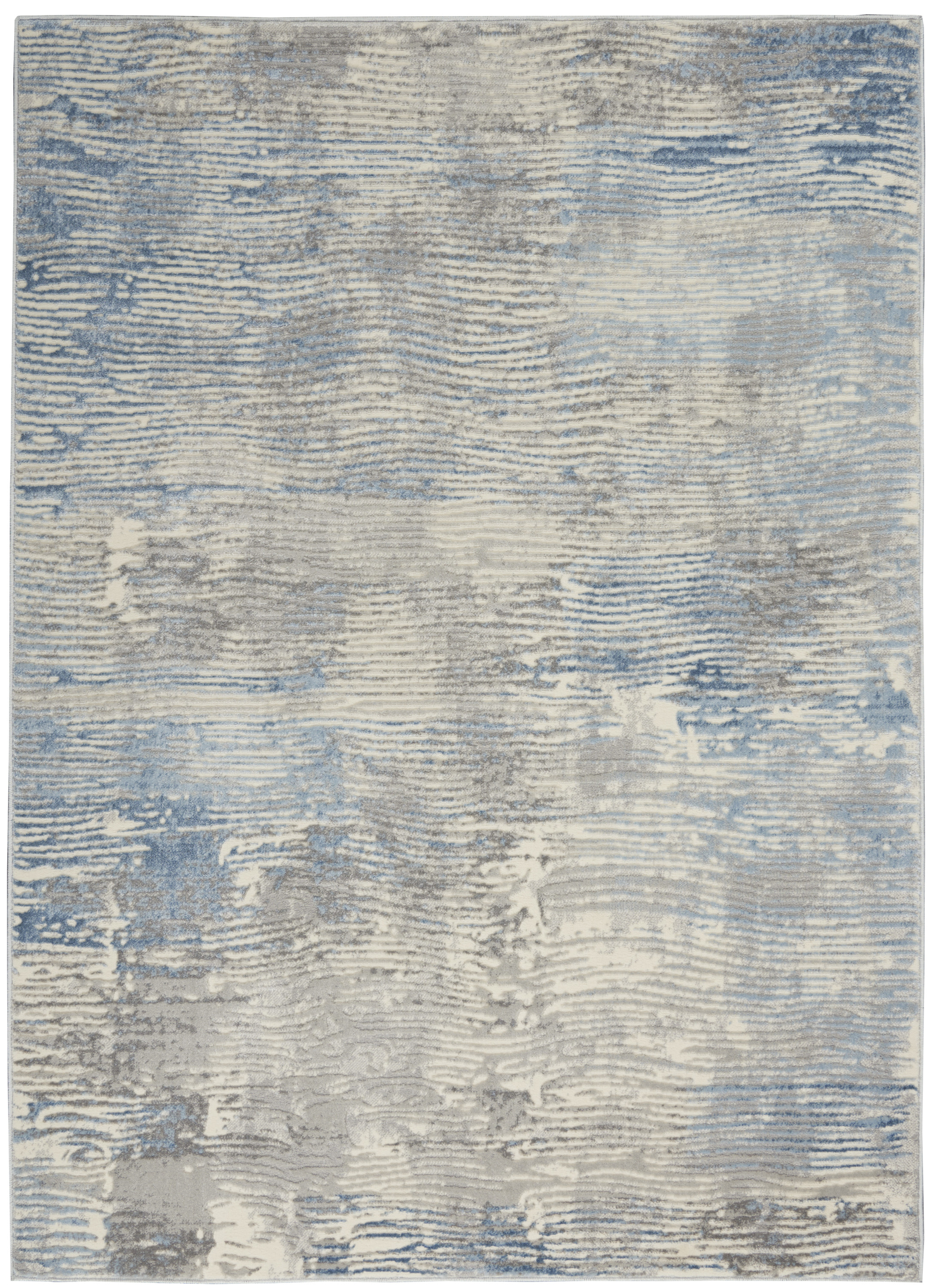 Nourison Solace 5'3" x 7'3" Ivory Grey Blue Modern Indoor Rug