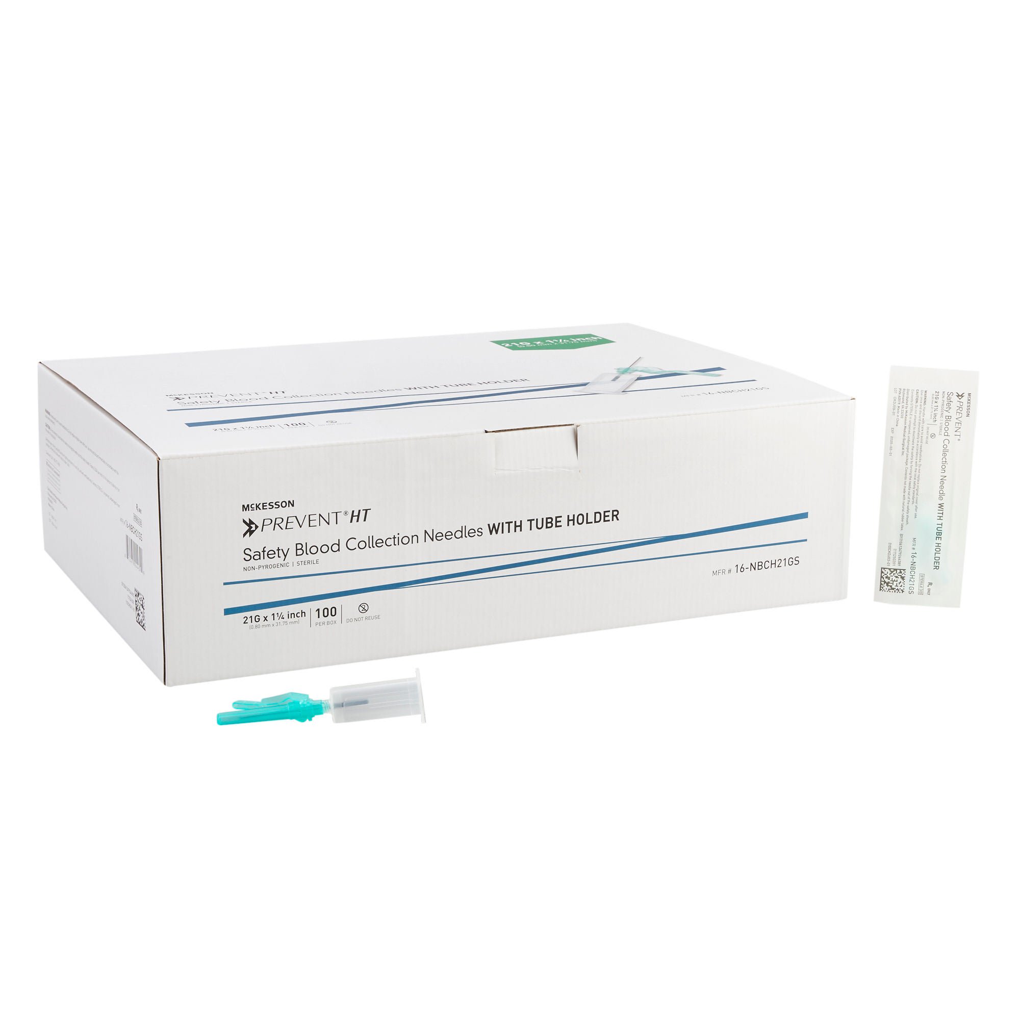 McKesson Brand NEEDLE, BLOOD COLL W/HLDR W/SFTY SHLD 21GX1 1/4" (100/BX)