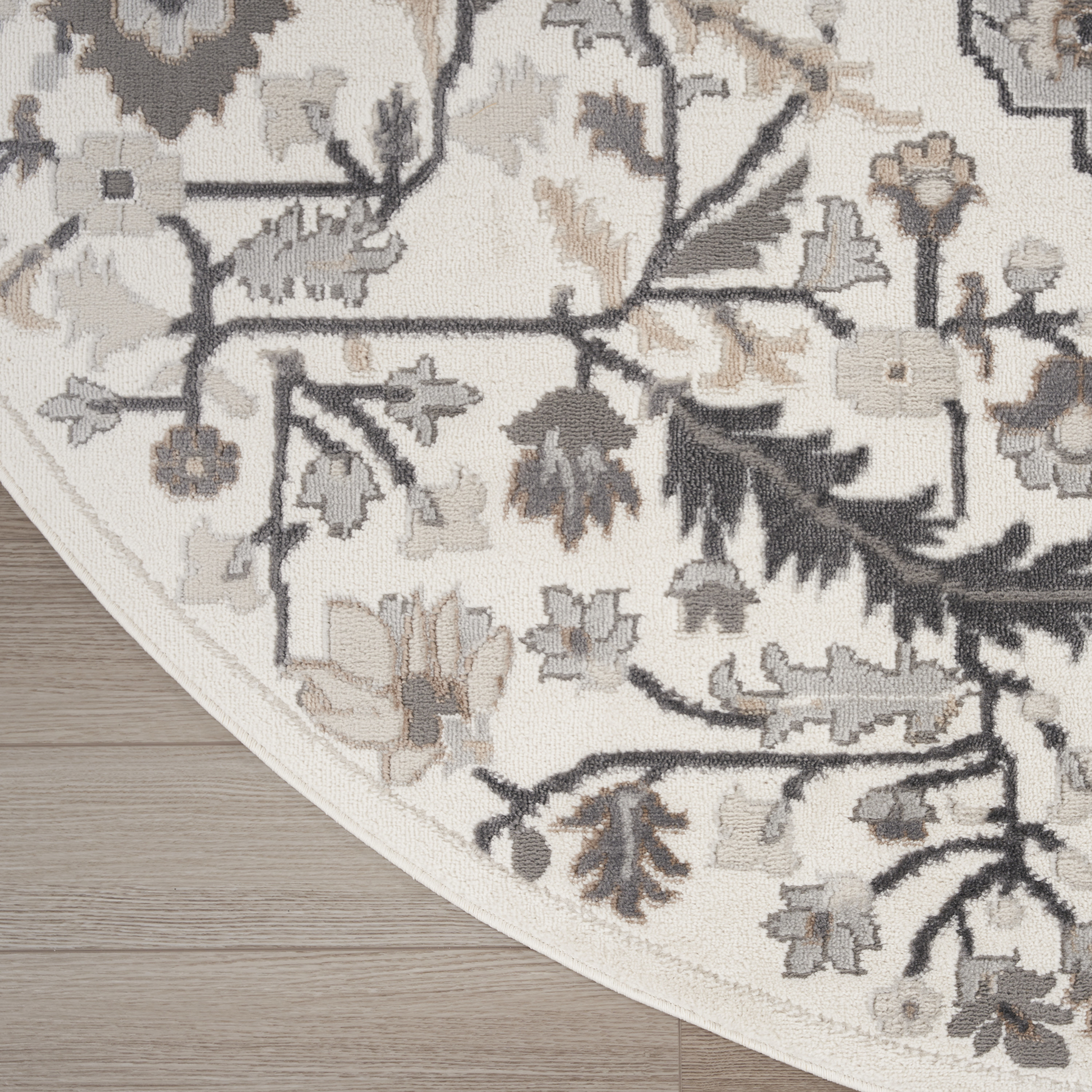 Nourison Elation 7’10” x Round Ivory Grey Transitional Indoor Rug
