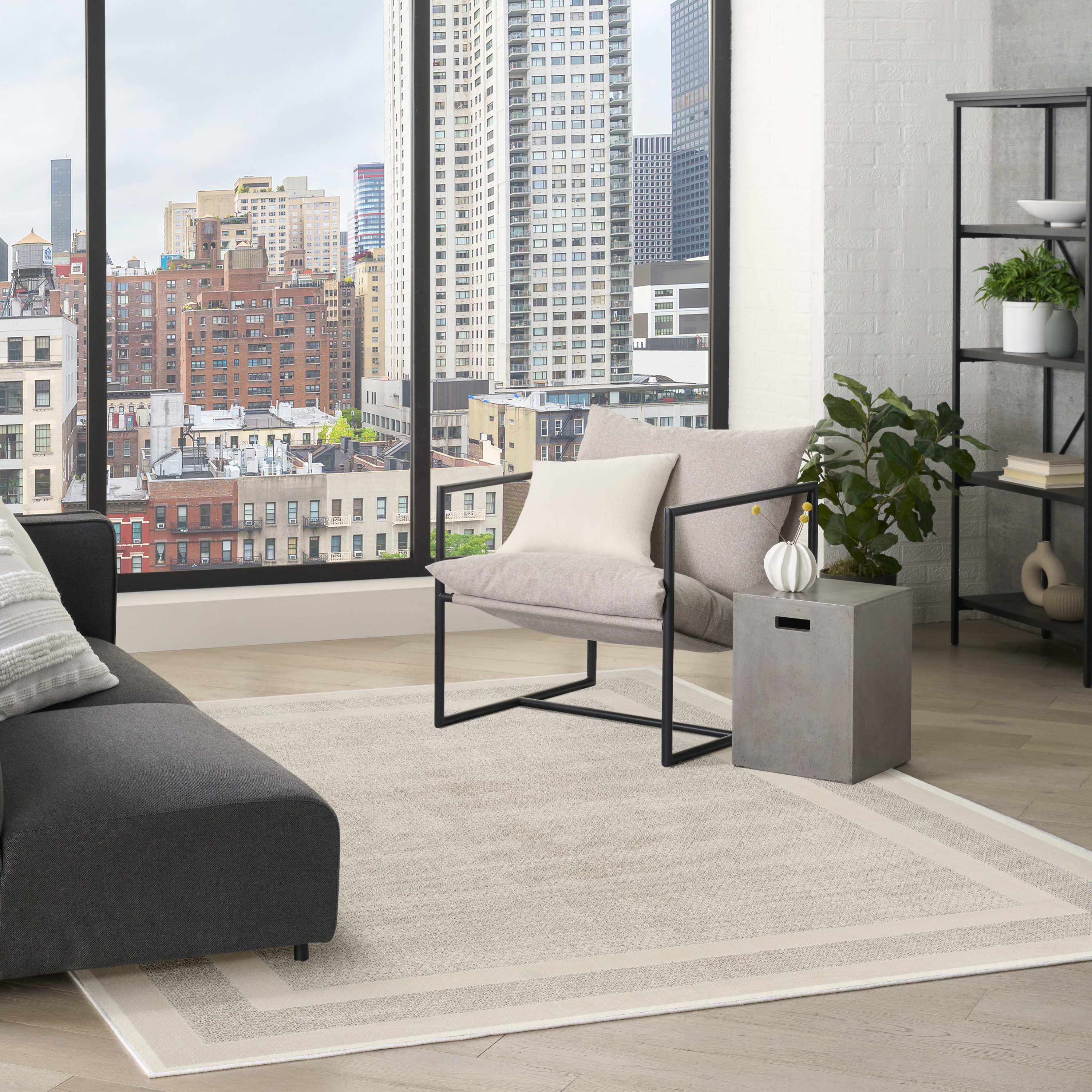 DKNY Grand Street 9' x 12' Ivory Taupe Modern Indoor Rug