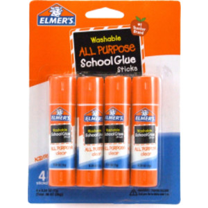 Washable School Glue Sticks, All Purpose, 4-Pack