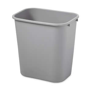 Rubbermaid Commercial, 7.03125gal, Resin, Gray, Rectangle, Receptacle