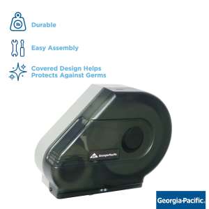 Georgia Pacific, High Capacity, Mini Jumbo Bath Tissue Dispenser, Smoke