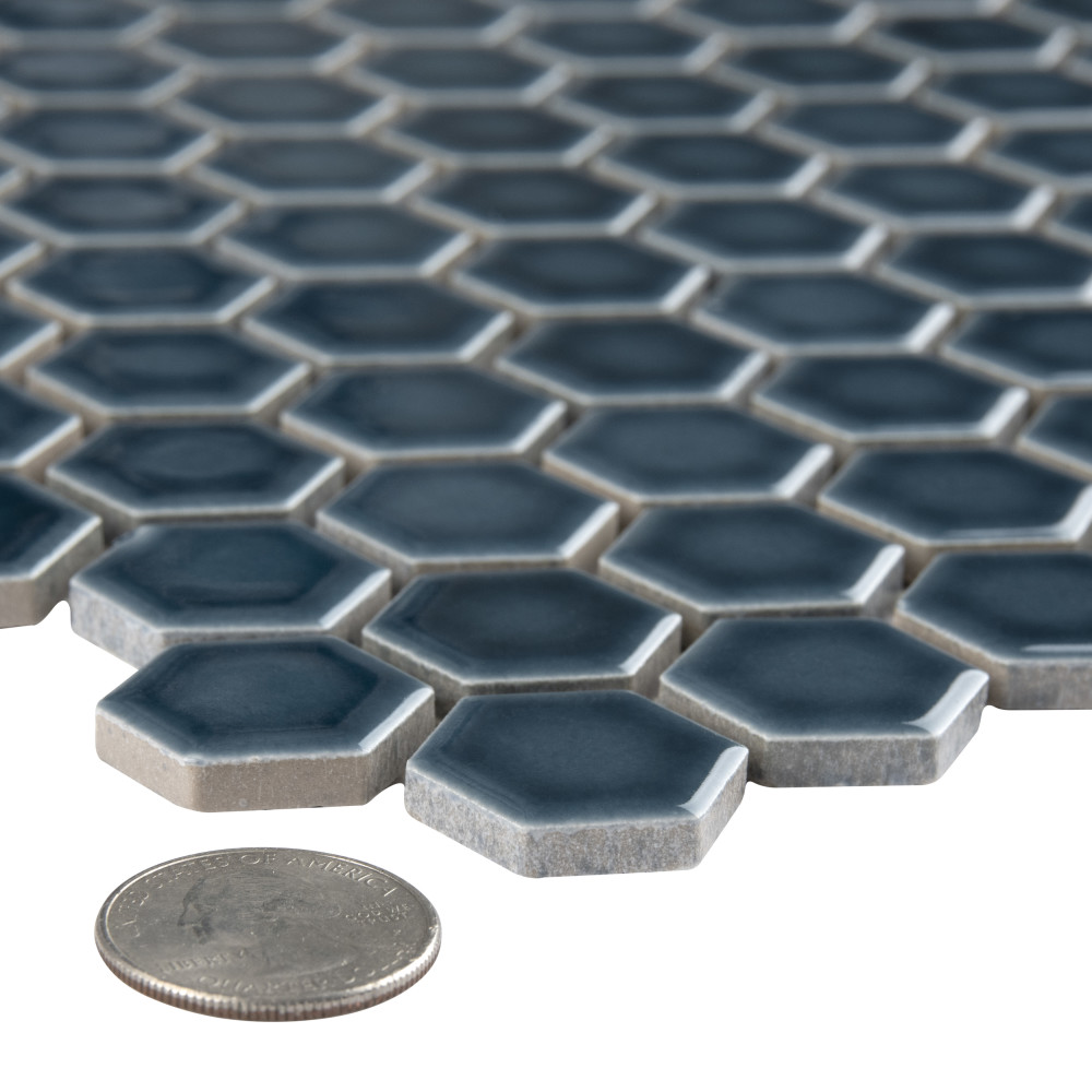 Tribeca 1″ Hex Glacier Blue 10-1/4 in. x 11-7/8 in. Porcelain Mosaic Tile