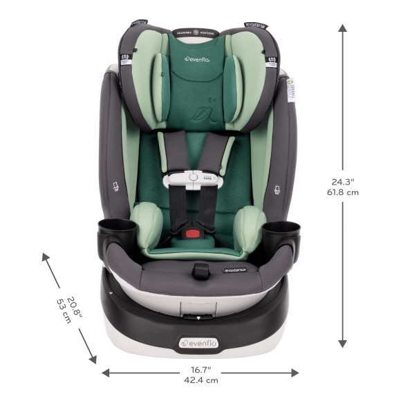 Revolve360 Slim 2-in-1 Rotational Car Seat with Green & Gentle Fabric Support Specifications