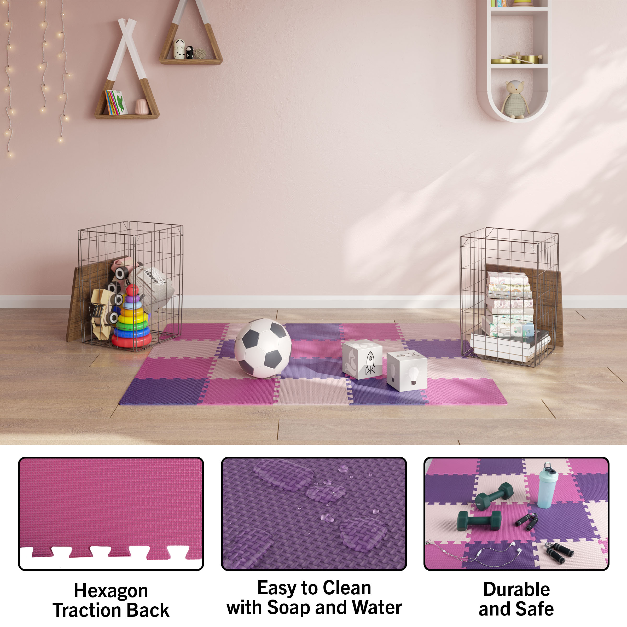 Stalwart 20 Pack EVA Foam Floor Tiles Play Mat, 20sqft Exercise Mat - Picture 15 of 15