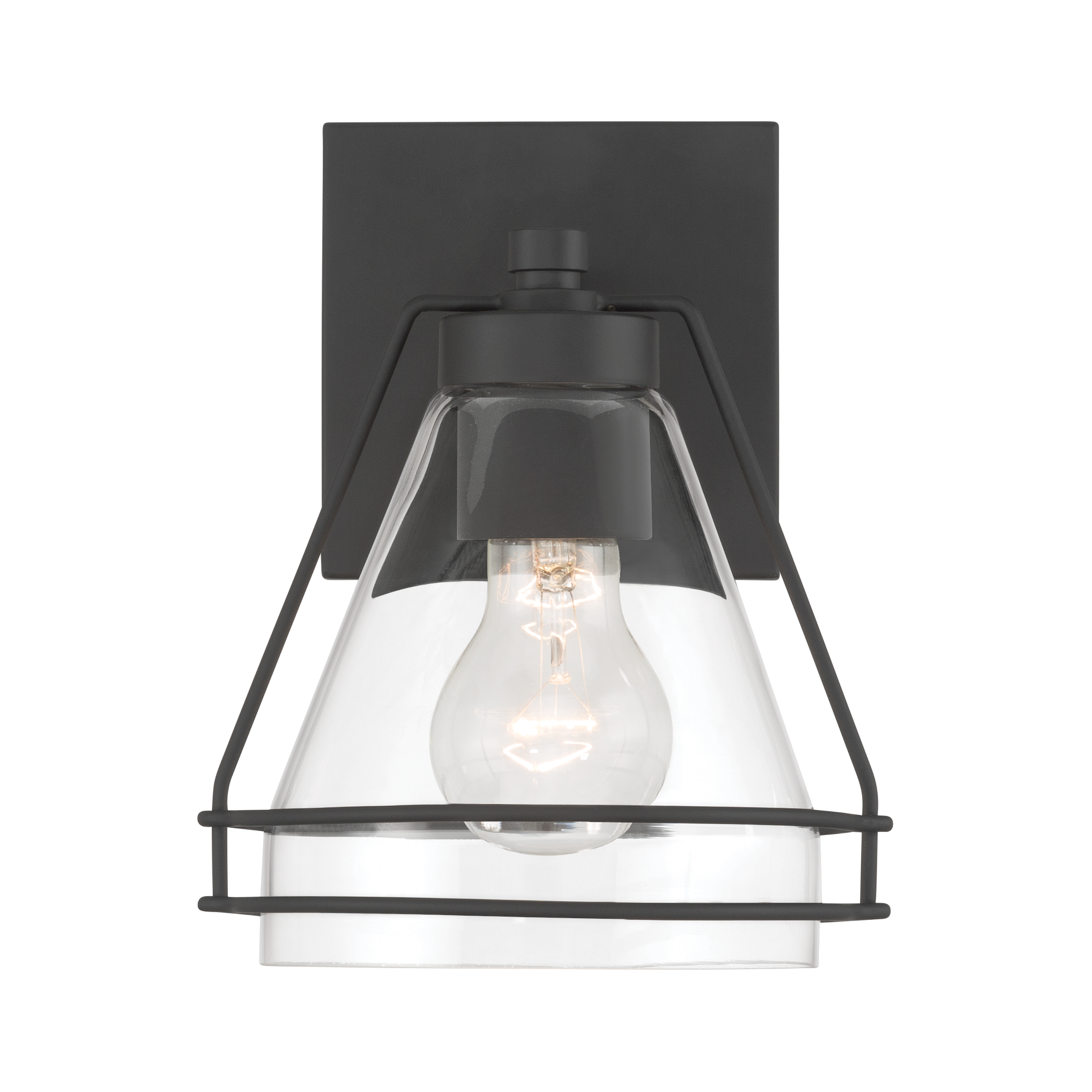 1-Light Bath Sconce - Dark Matte Black with Clear Glass - alternate view