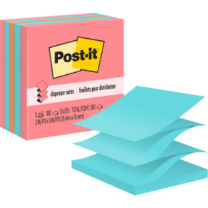 Pop-up Notes, 3" x 3", Assorted, 100 Sheets/Pad, 5 Pads
