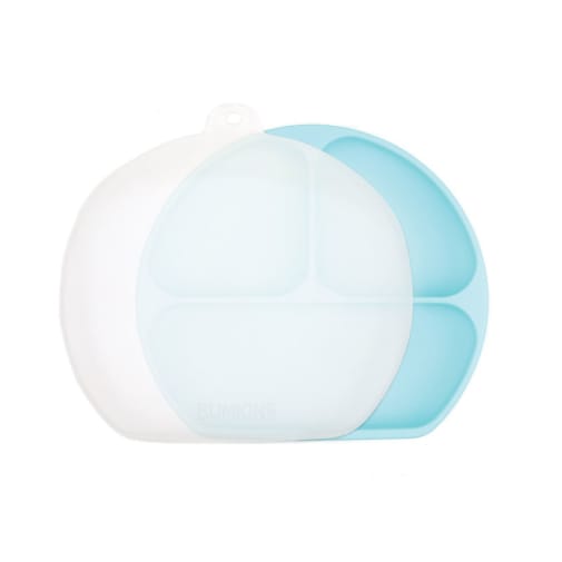 Silicone Grip Dish 3 Section + Lid - Blue