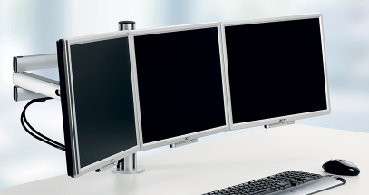 Position multiple monitors for perfectly aligned viewing.