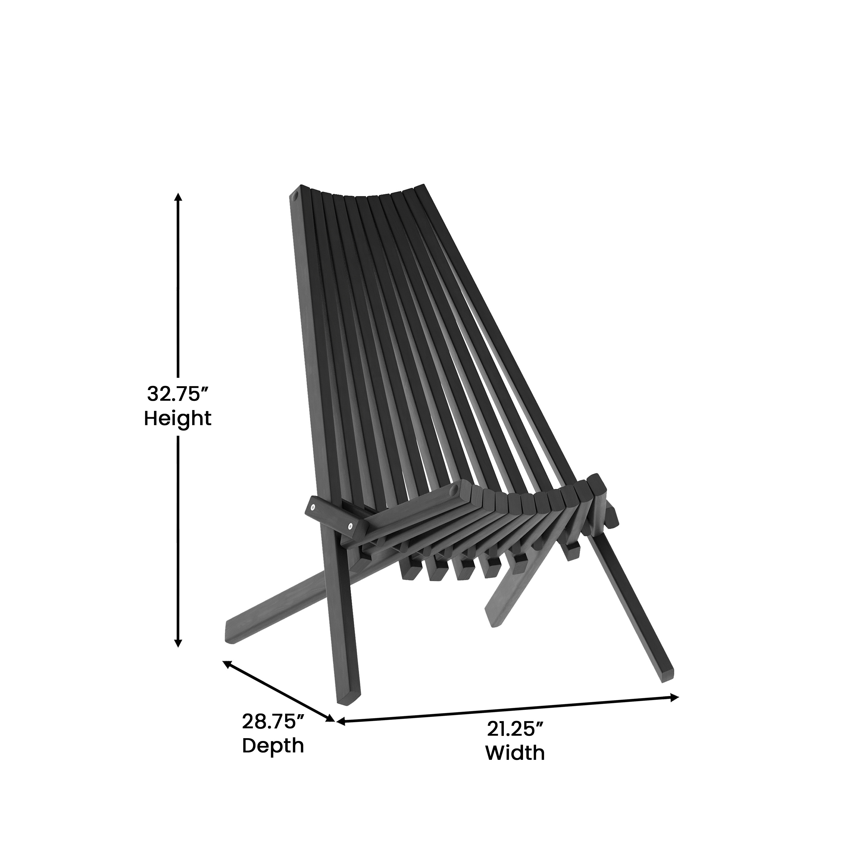 Duhram Black Folding Chair for Indoor/Outdoor Use with Acacia Wood Low Profil... - Picture 6 of 21