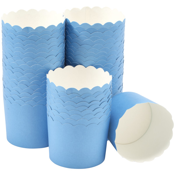 Blue Scalloped Baking Cups