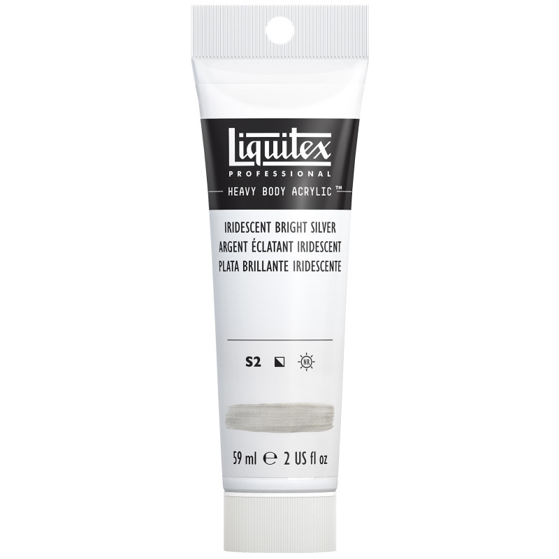 Professional Heavy Body Acrylic Paint, 59 mL Tube, Iridescent Bright Silver
