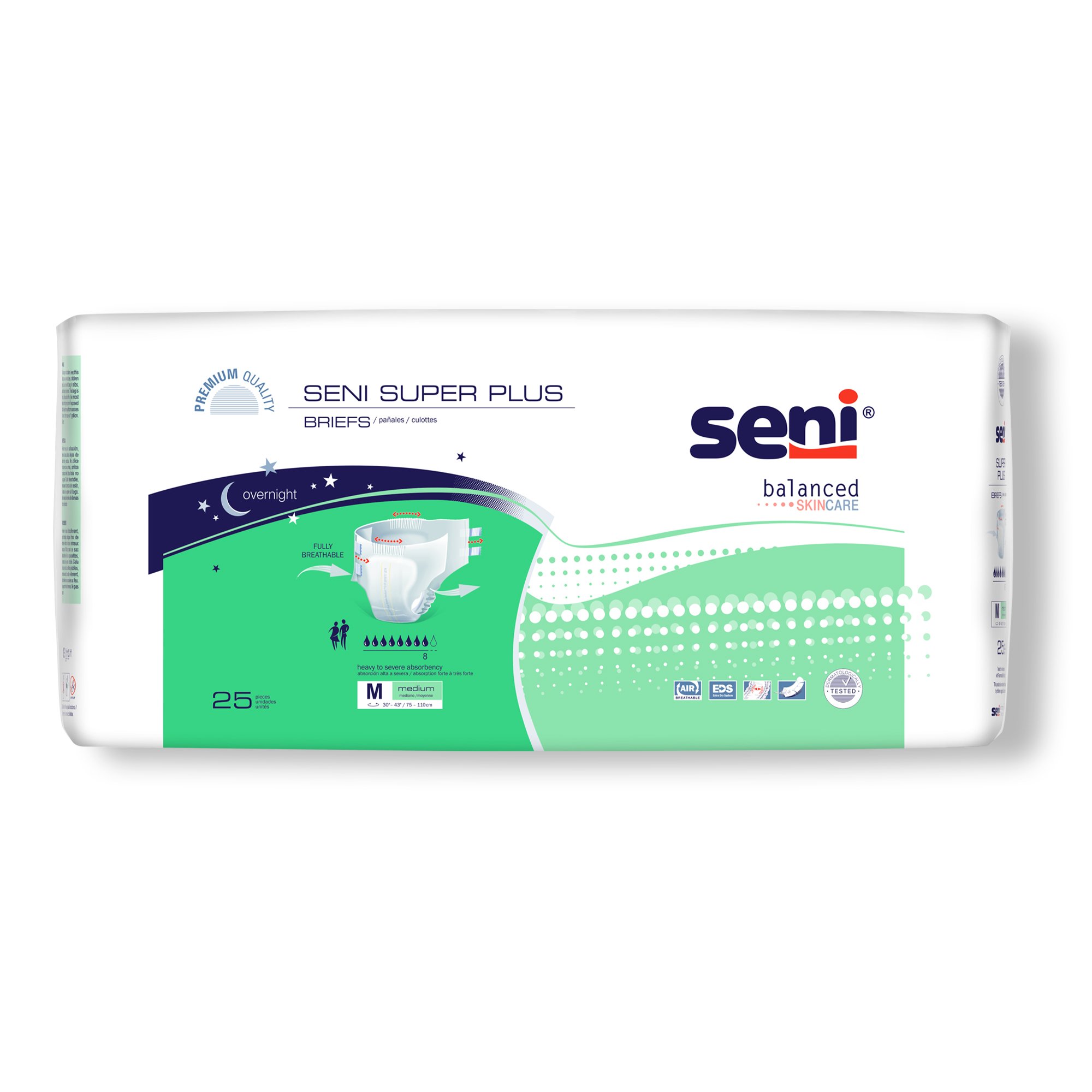 Seni Super Plus Overnight Heavy to Severe Absorbency Incontinence Brief, Medium MK 1163863