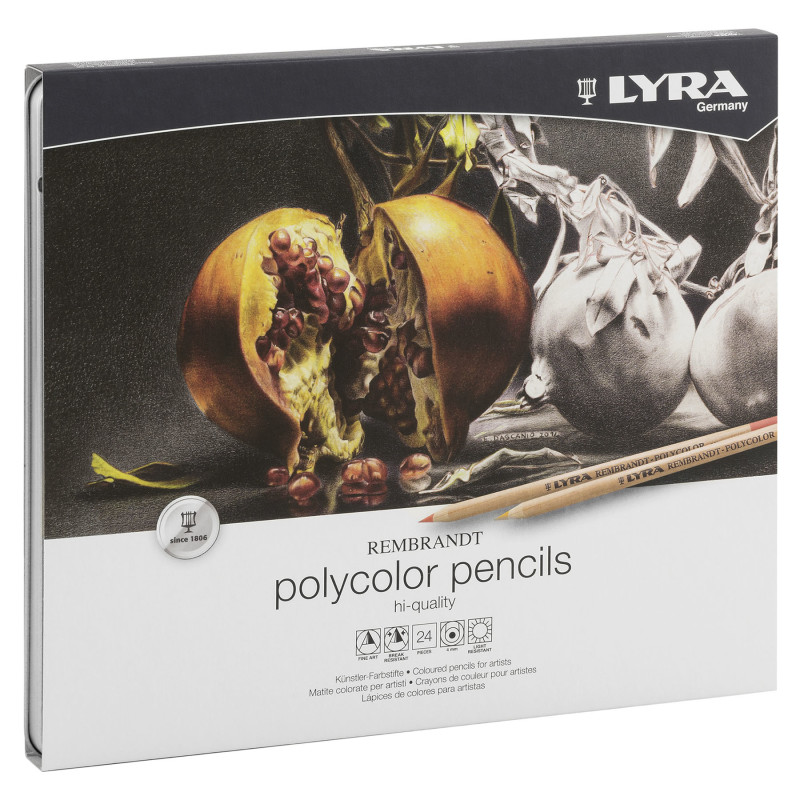 Rembrandt Polycolor Colored Pencil Set Tin, Assorted Colors, 24 Pieces