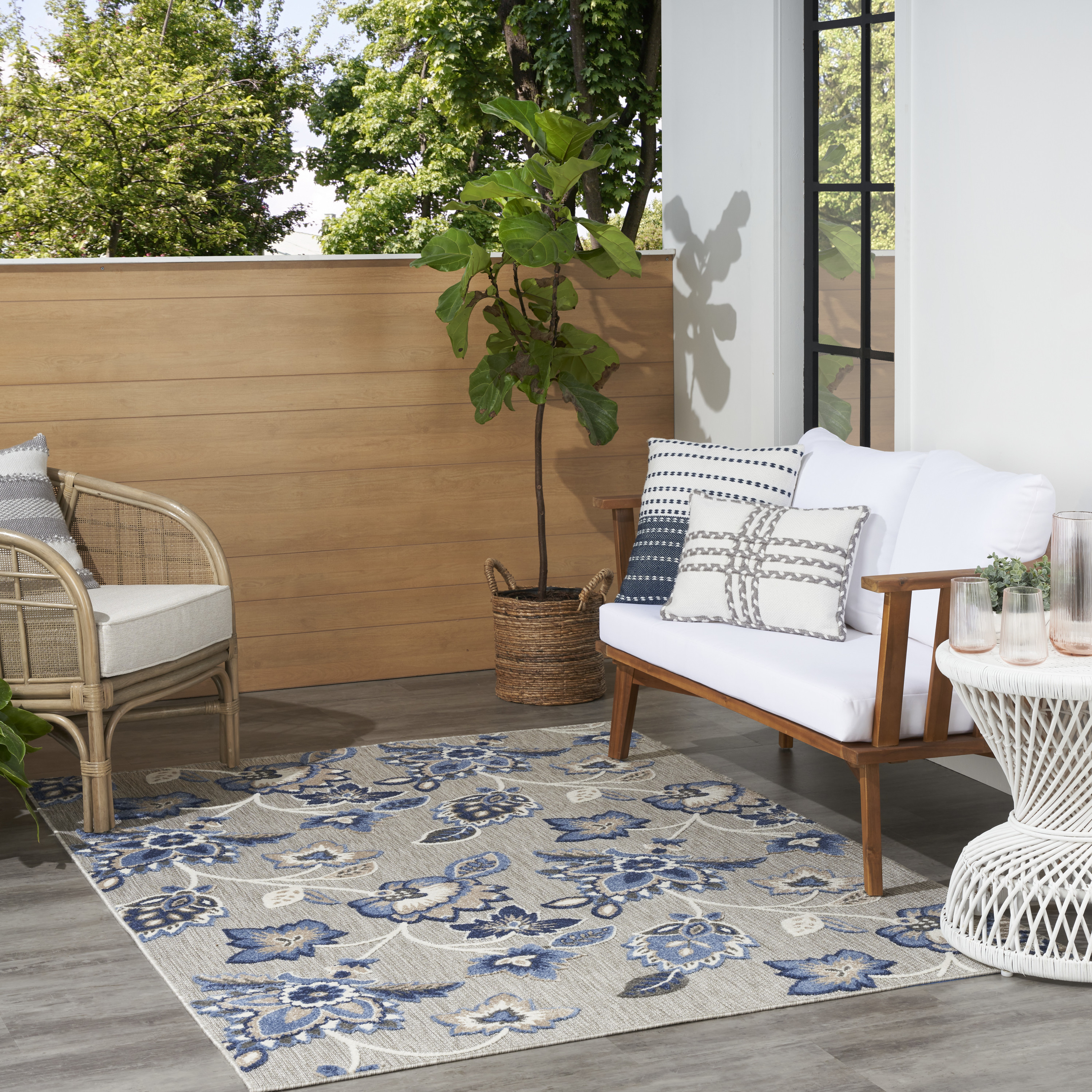 Nourison Aloha 6' x 9' Blue Grey Contemporary Rug