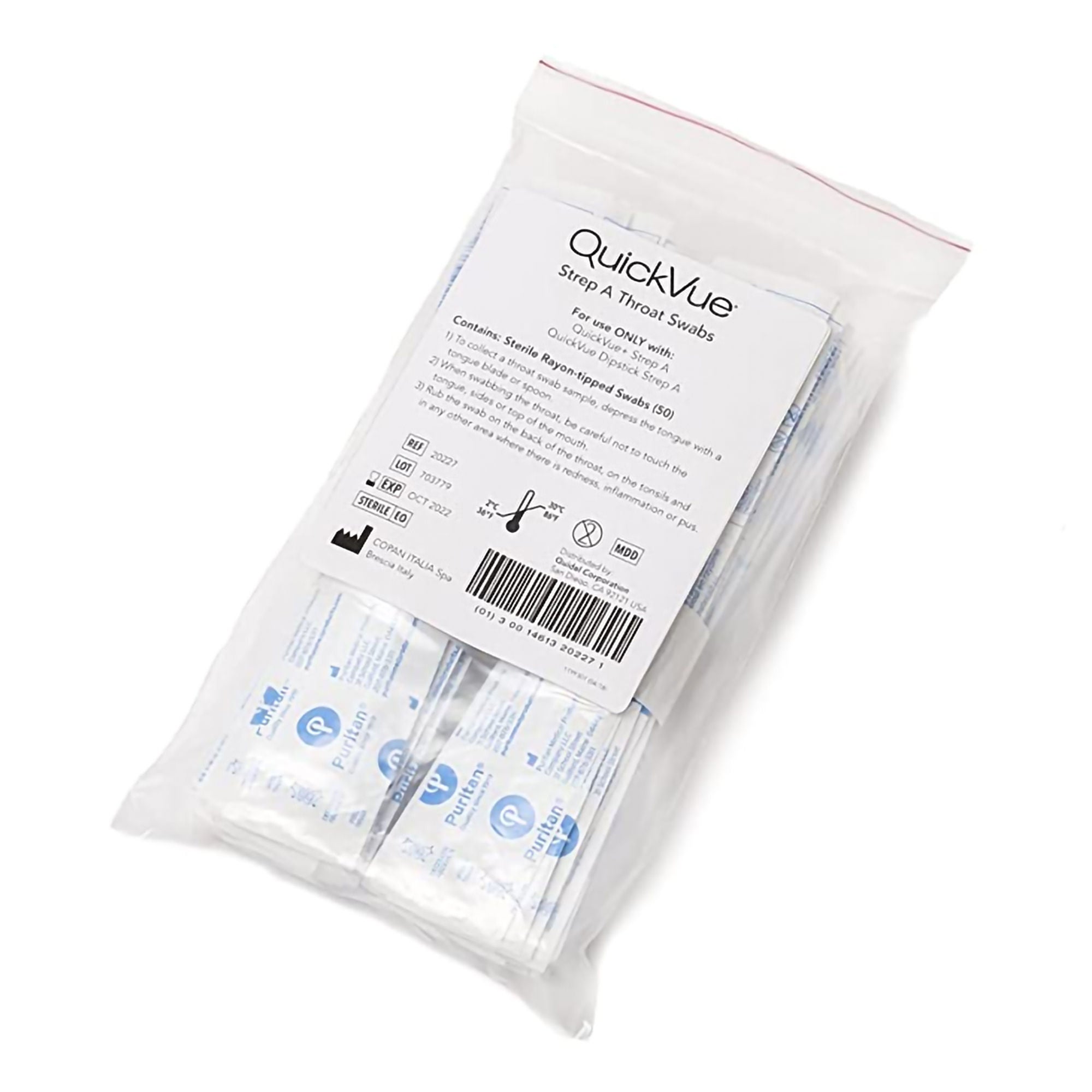 QuickVue® Specimen Collection Swab for use w/ Dipstick Strep A Test Strips & Kit