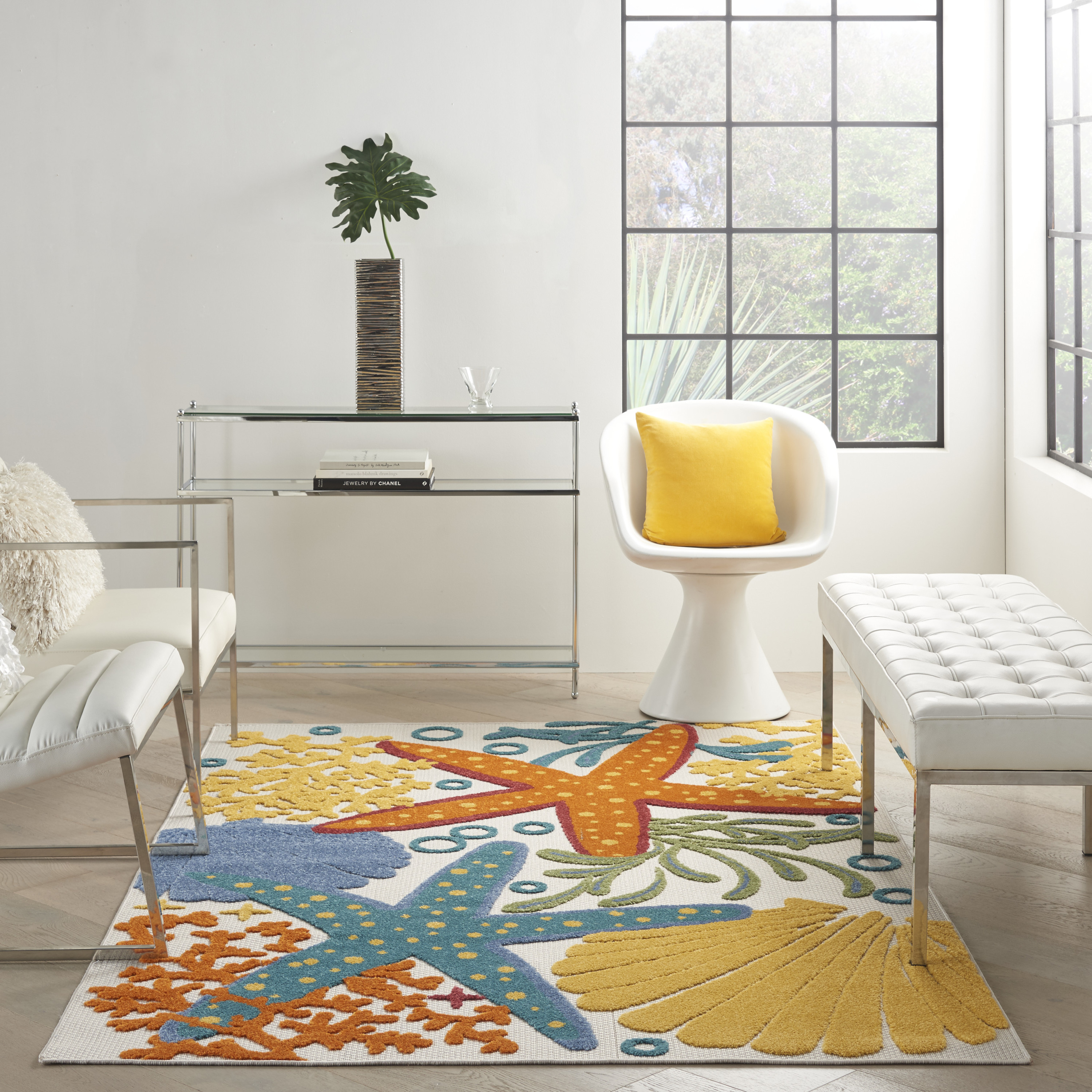 Nourison Aloha 6' x 9' Multicolor Coastal, Nautical & Beach Rug