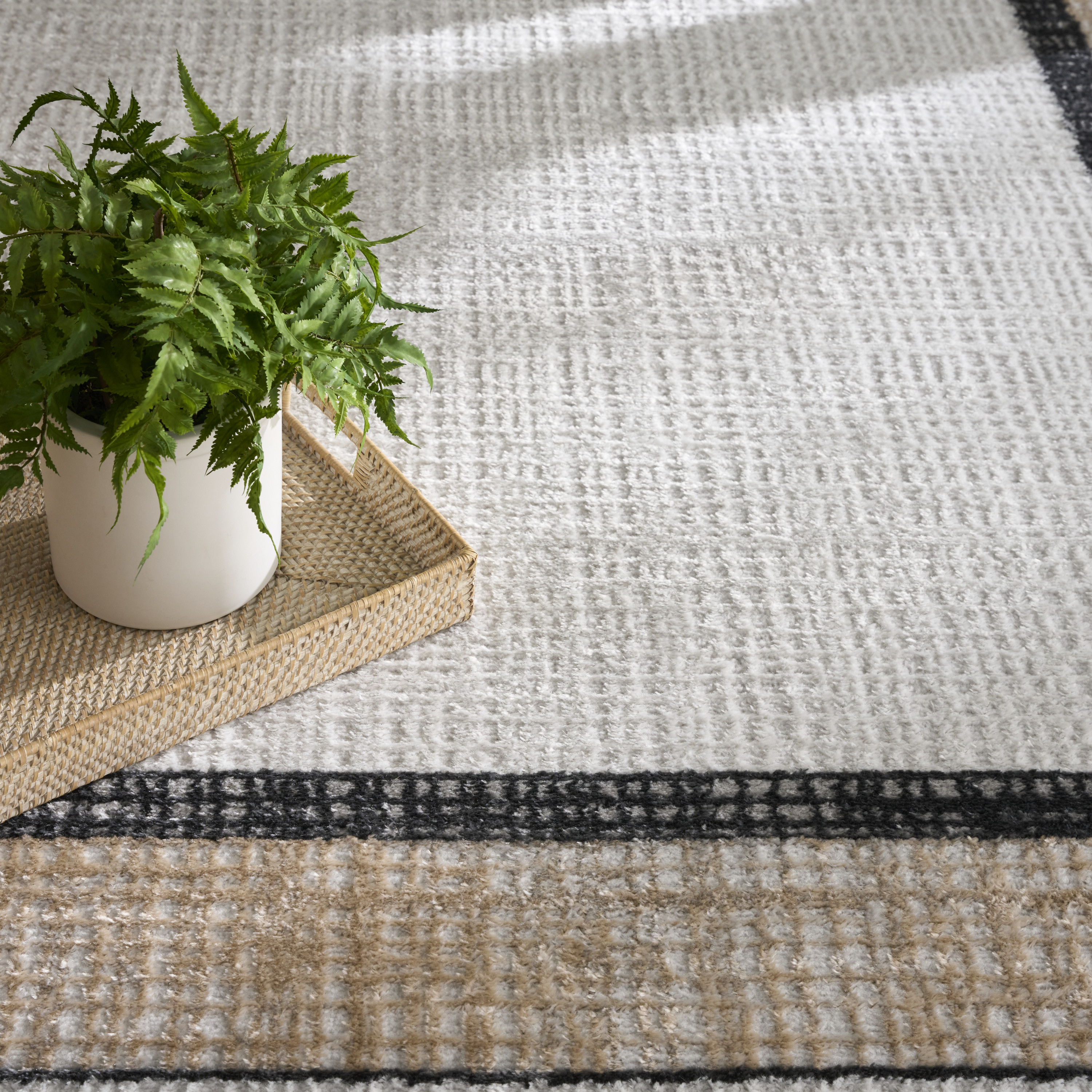 Nourison Dekor 5'3" x 7' Grey Charcoal Modern Indoor Rug