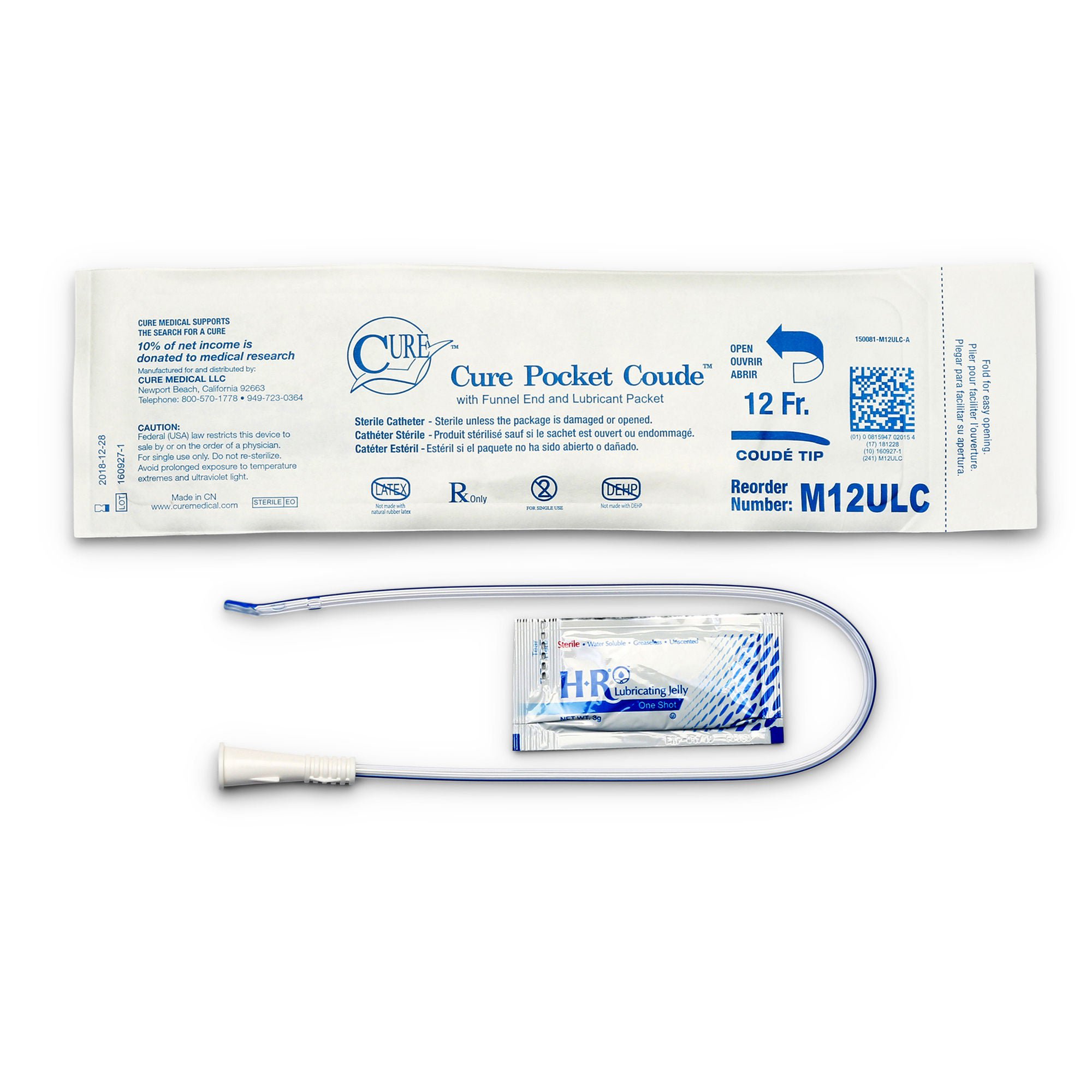 Cure Pocket Cath® Urethral Catheter, 12 Fr.