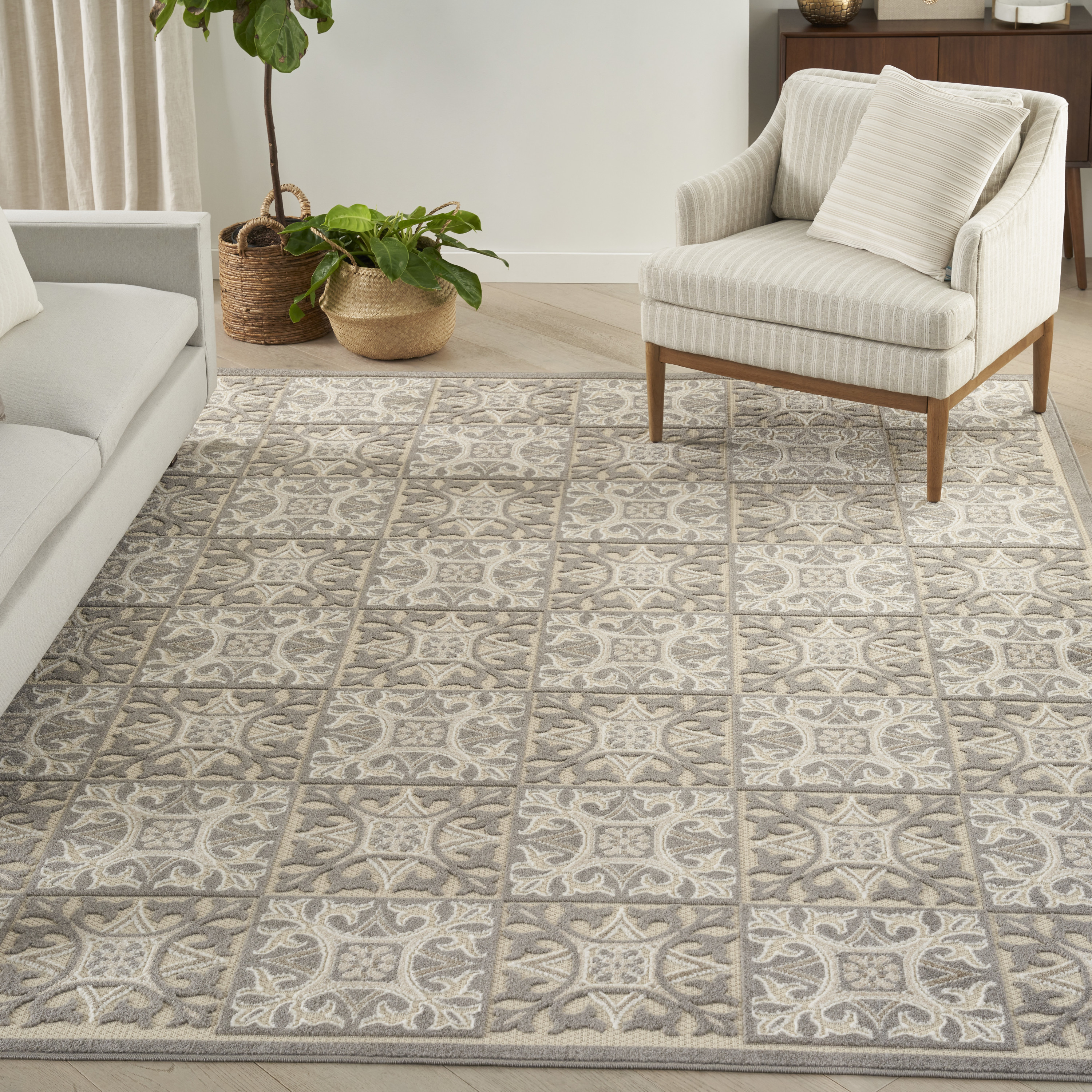 Nourison Aloha 9' x 12' Ivory Grey Contemporary Rug