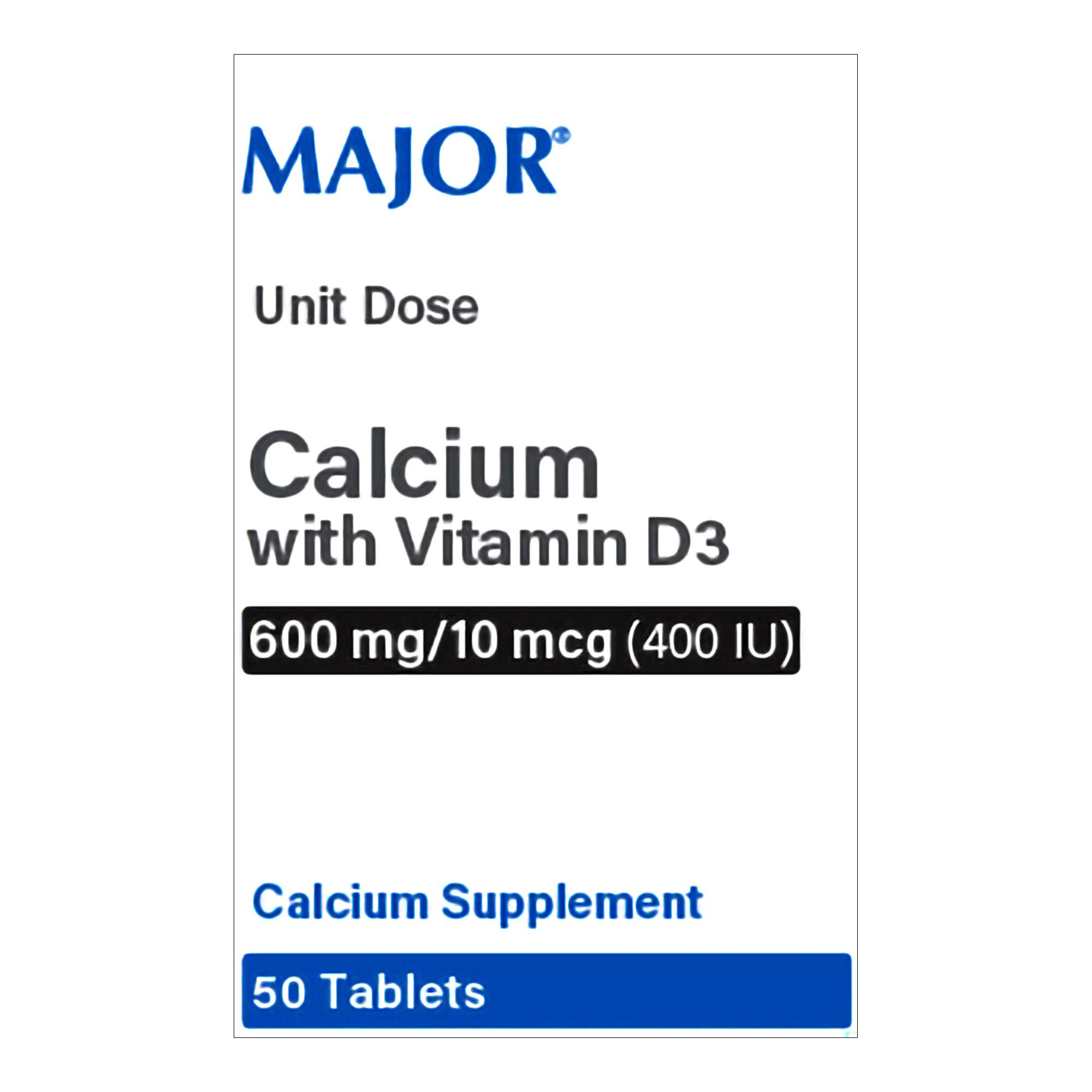 Major Pharmaceuticals CALCIUM+D3, TAB 600MG/400IU UD(50/BX)