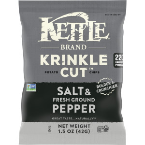 Kettle Brand Potato Chips, Krinkle Cut, Salt & Fresh Ground Pepper Kettle Chips, 1.5 Oz