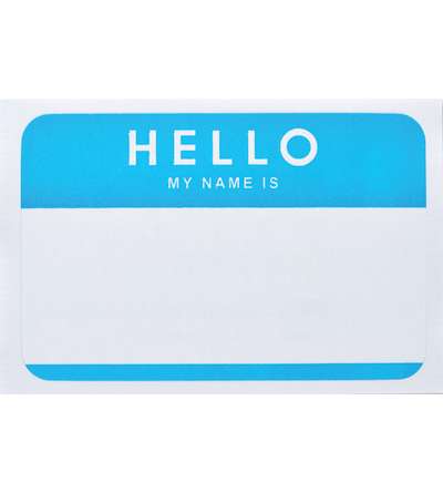 Self-Adhesive Name Badges, Hello, Blue