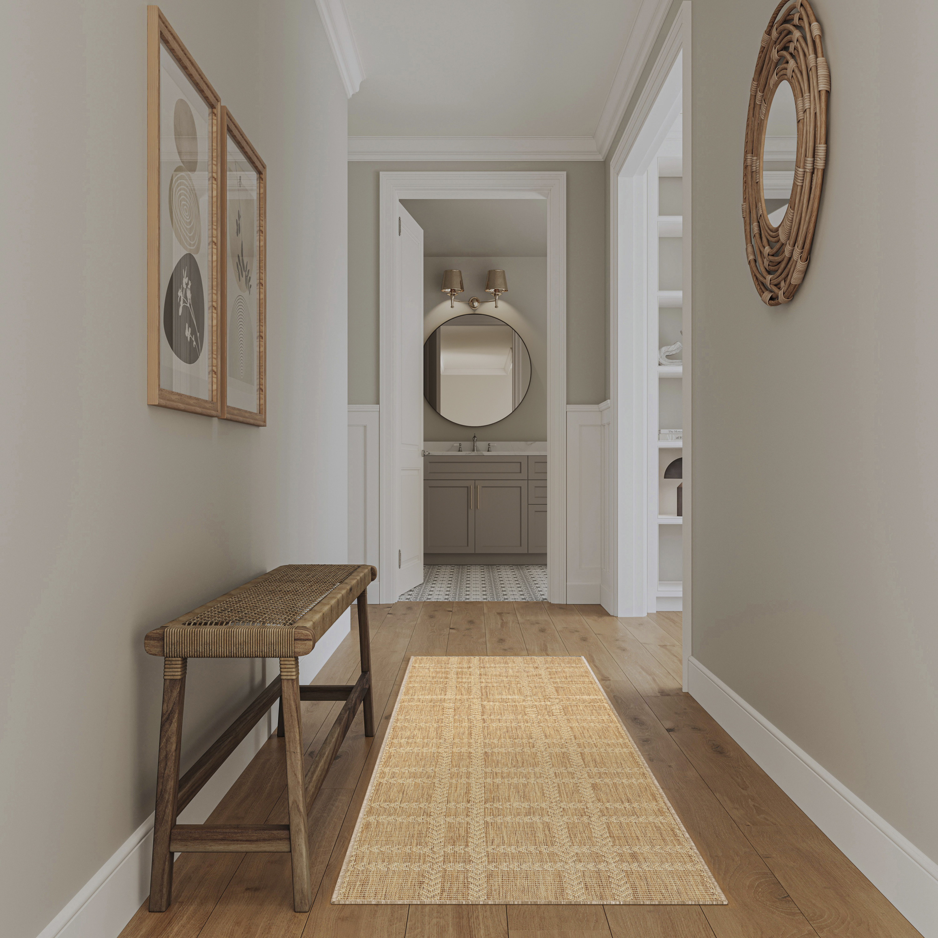 Nourison Horizon Indoor/Outdoor 2'2" x 8' Natural Modern Rug