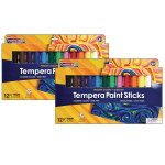Creativity Street&reg; Glide-On Tempera Paint Sticks, 12 Assorted Primary Colors, 5 grams, 12 Per Pack, 2 Packs PACAC9911-2