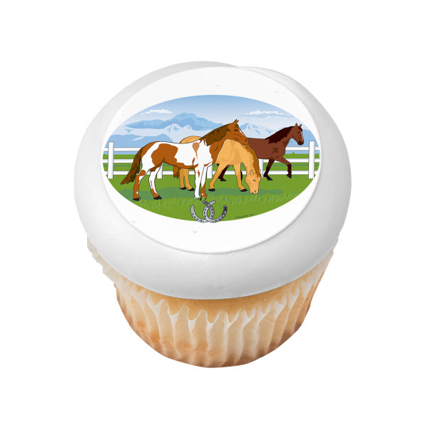 Grazing Horses PhotoCake® Edible Image®