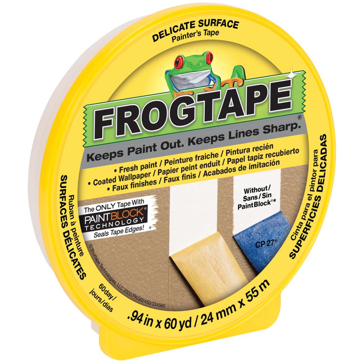 FrogTape® Delicate Surface Painter's Tape - Yellow, 0.94 in. x 60 yd.