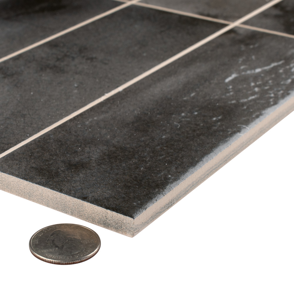 Kings Raku Black 7-7/8 in. x 15-3/4 in. Ceramic Wall Tile