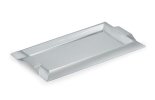 Large rectangular stainless steel serving tray