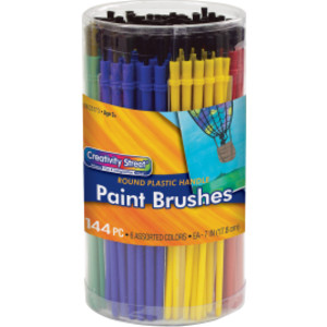 Plastic Handle Brush Classroom Pack, Economy Brushes, 7" Long, 144 Brushes