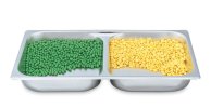 2 ½-quart divided two-compartment round heavy-duty stainless steel food pan