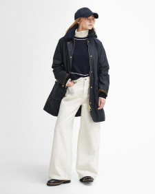 Long Beadnell Waxed Jacket Navy-Classic