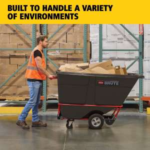 RUB1315BK, Rubbermaid Commercial, BRUTE Standard Duty, Rotomolded Tilt Truck, Standard Duty, 1 Cubic Yard, Black