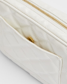 Sloane Quilted Crossbody Bag Gloss Silver Birch