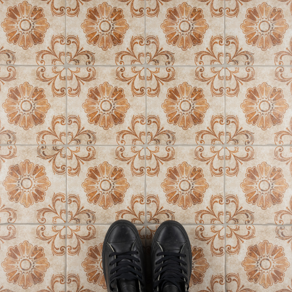 Costa Arena Decor Fleur 7.75x7.75 Square Ceramic Floor and Wall Digital Pattern