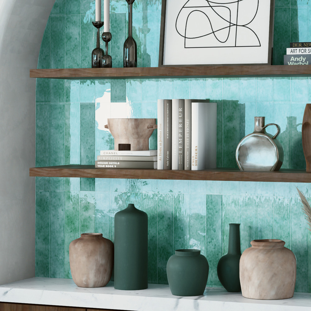 Menorca Aqua 2-1/2 in. x 12-7/8 in. Ceramic Wall Tile