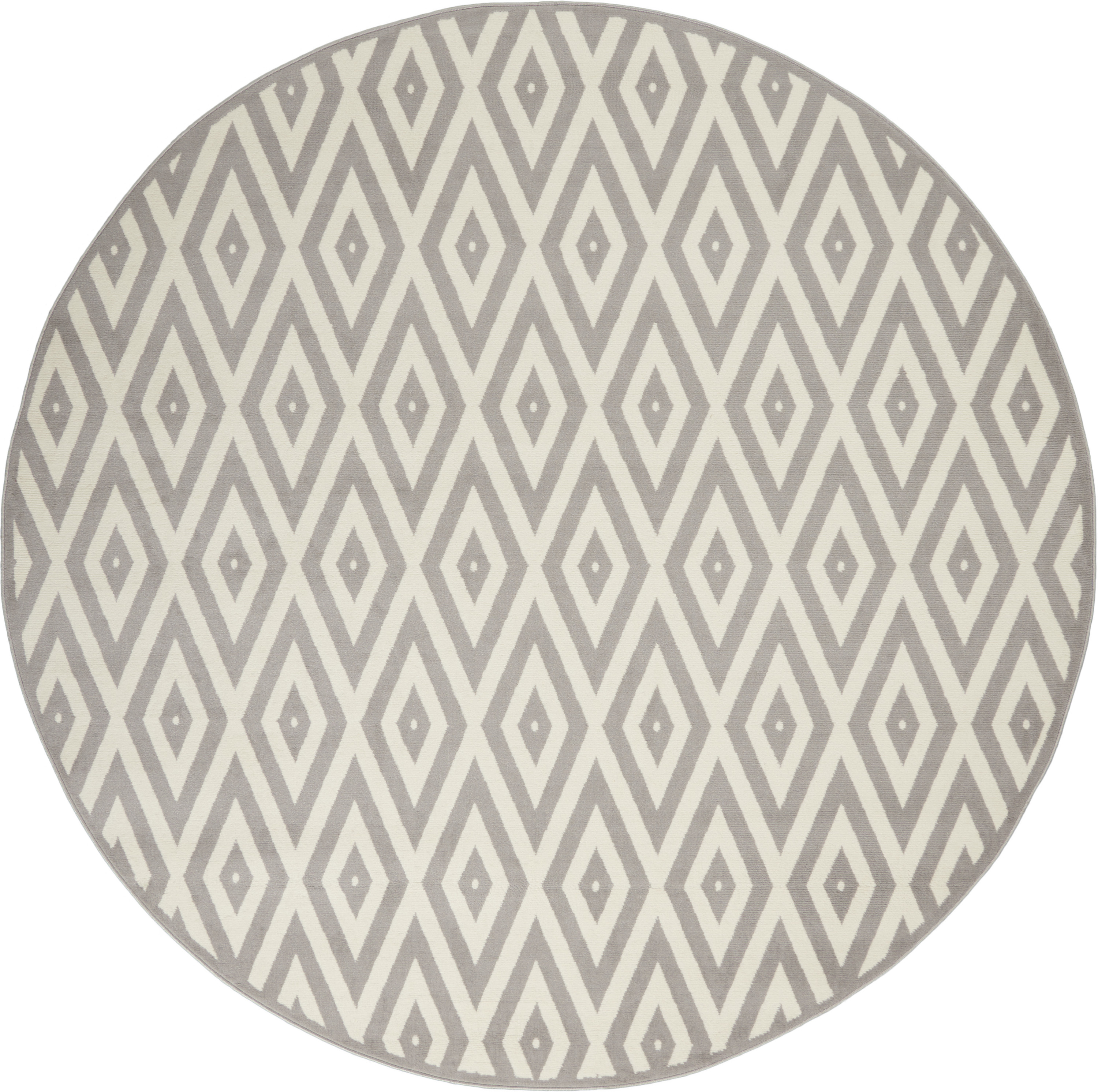 Nourison Grafix 8' x Round White/Grey Mid-Century Modern Indoor Rug
