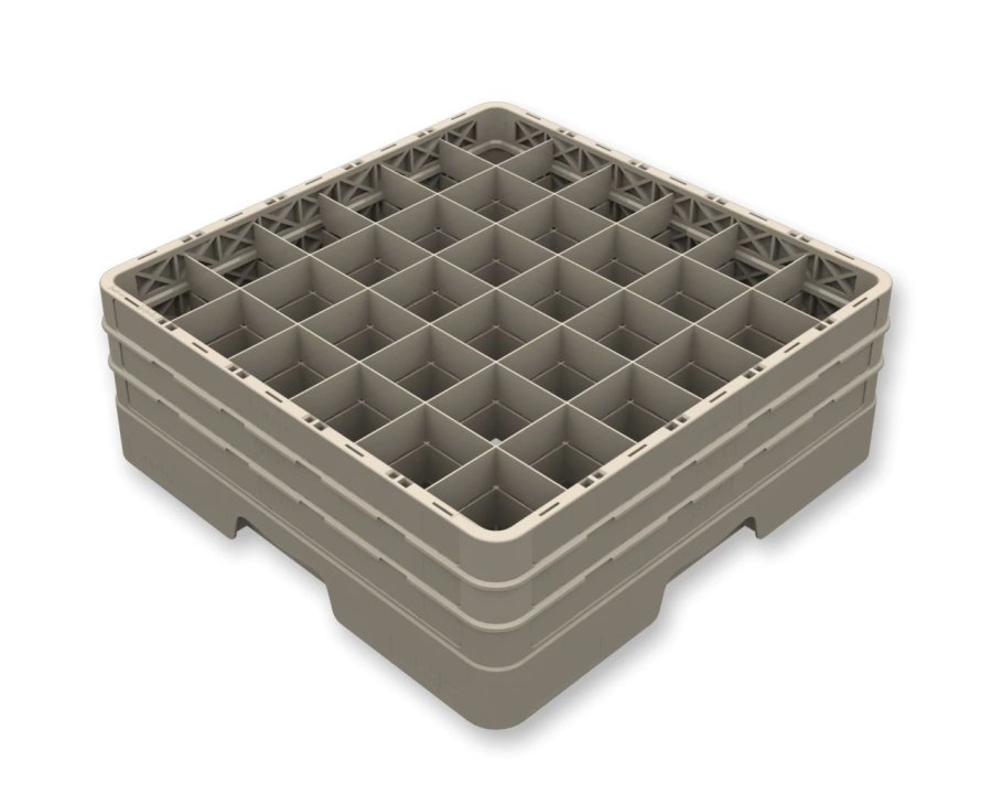 Casier Monté Ouvert Flap Rack en polypropylène de 36 compartiments de couleur beige avec un extenseur