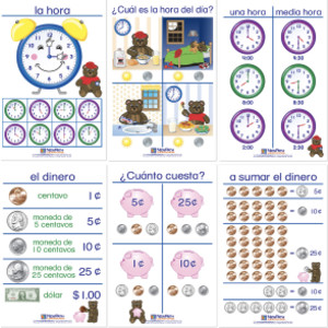 Time & Money Bulletin Board Charts, Set of 6, Spanish Edition