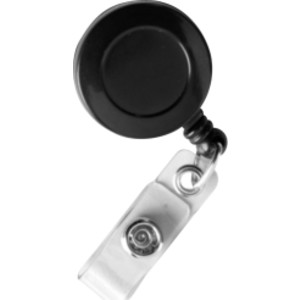 Standard ID Badge Reels, Round Belt Clip Strap, Black, Pack of 25